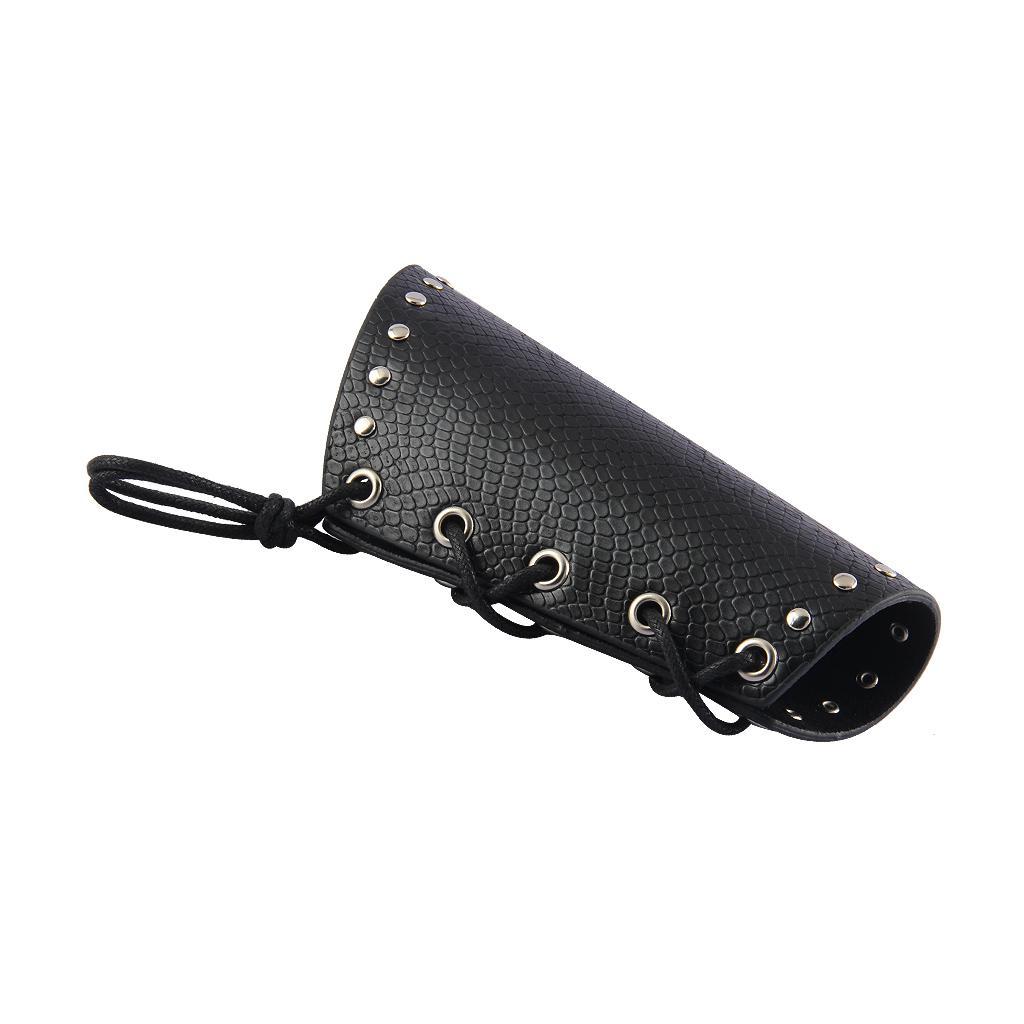 Punk Rock Gothic Leather Wrist Bracer Guards Arm Protector Wristband Black