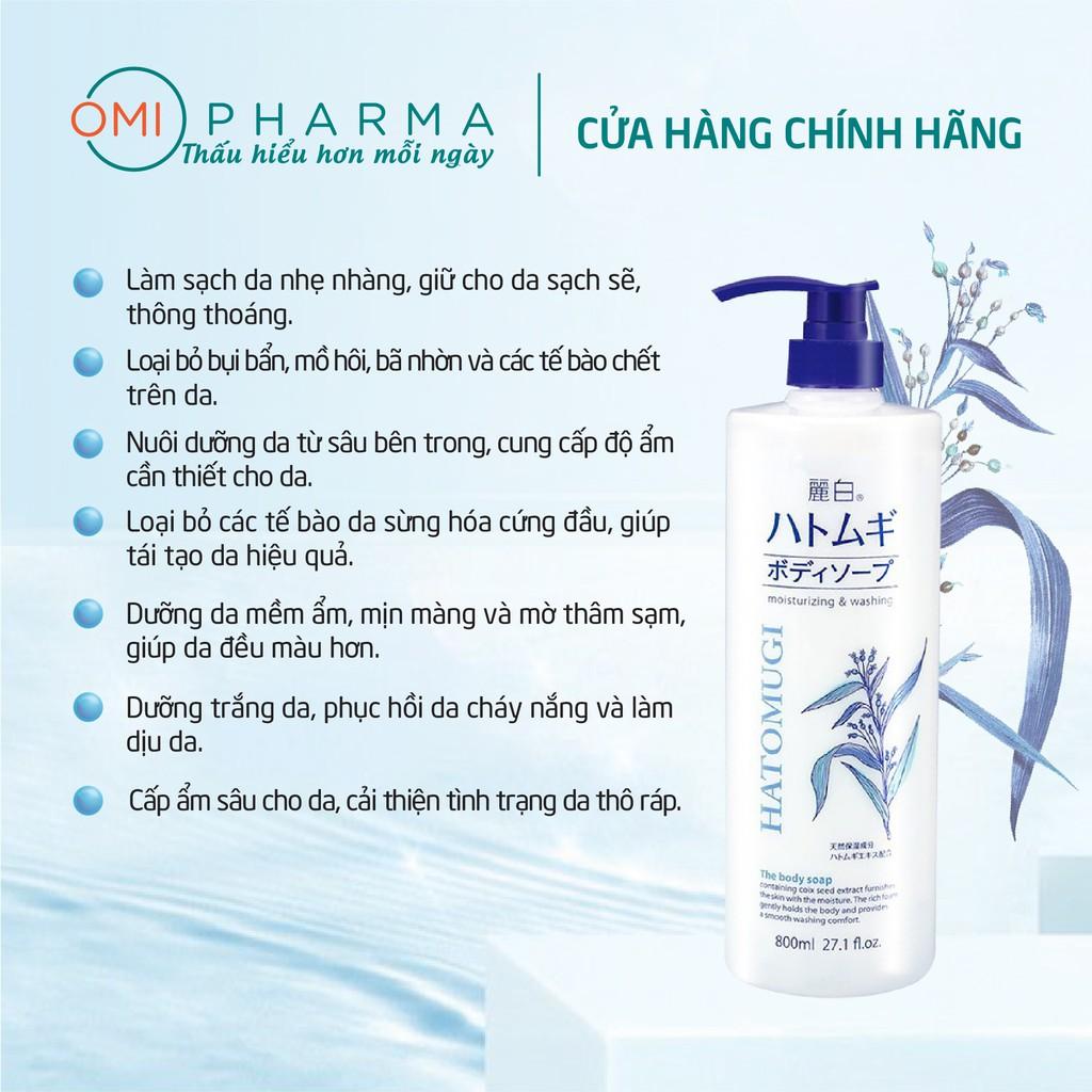 Sữa Tắm Dưỡng Ẩm &amp; Làm Sáng Da Reihaku Hatomugi Body Soap (800ml)