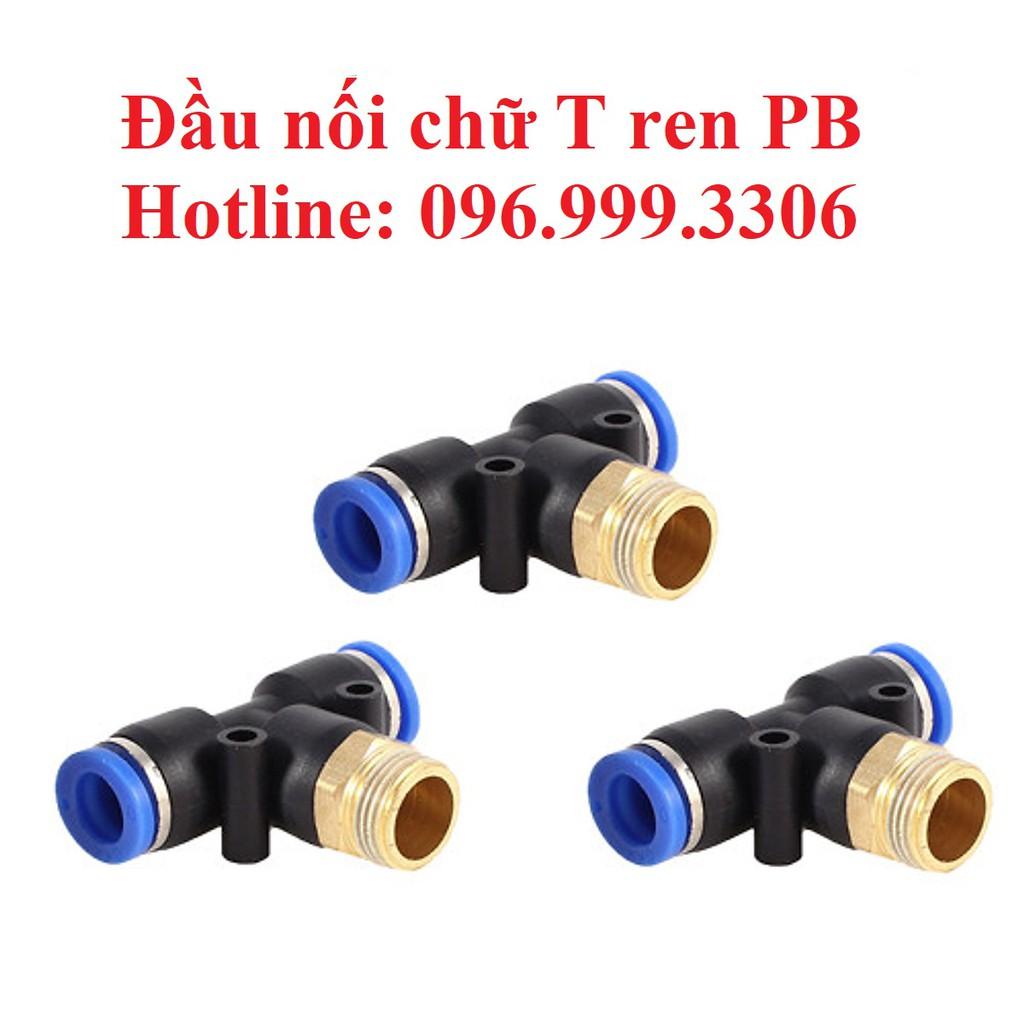 Đầu nối PB chữ T có ren ngoài khí nén, phun sương chịu được áp suất cao, đầy đủ kích thước