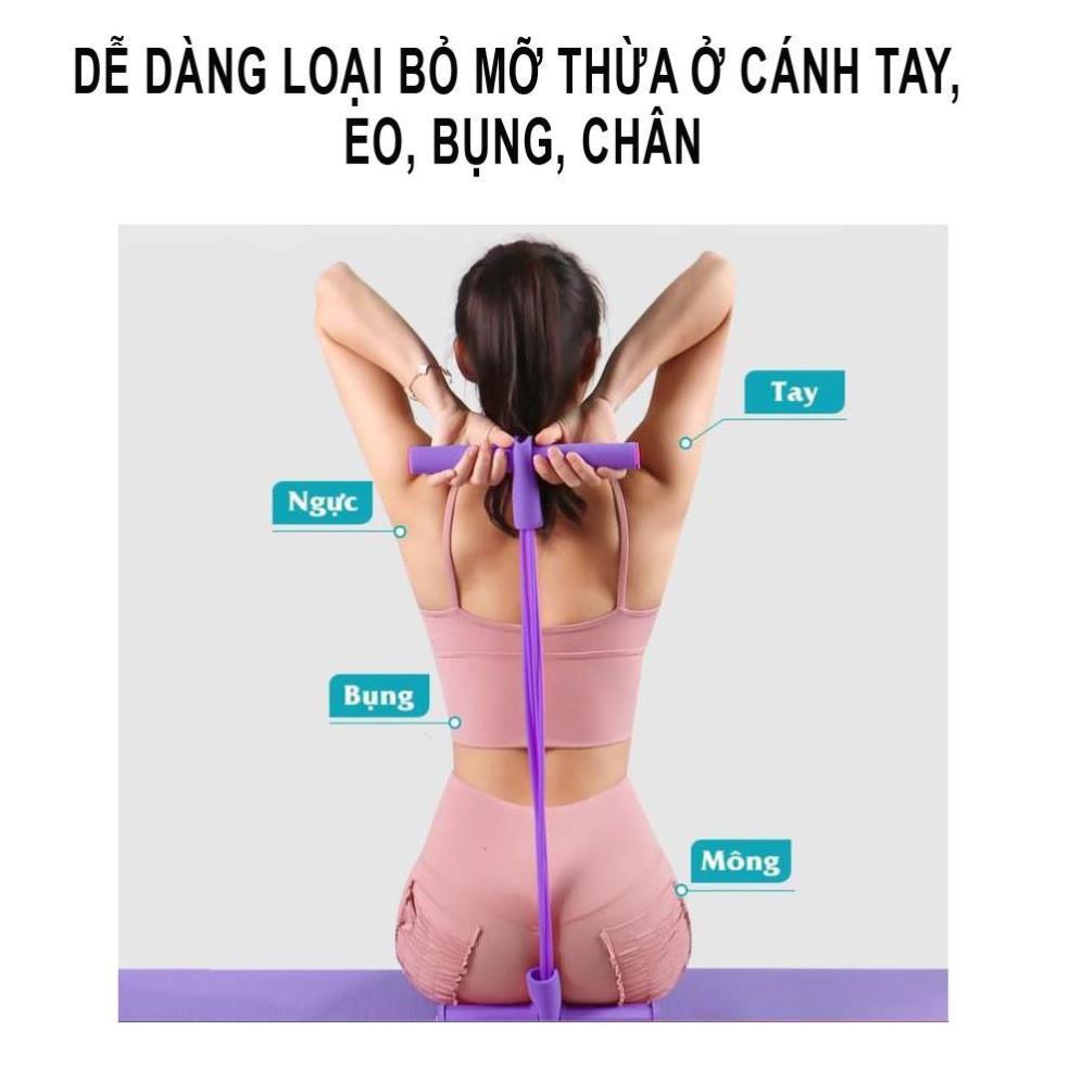 Dây kéo tập cơ bụng lưng tummy 4 ống đàn hồi hỗ trợ gym gập tại nhà dáng chuẩn vòng eo thon