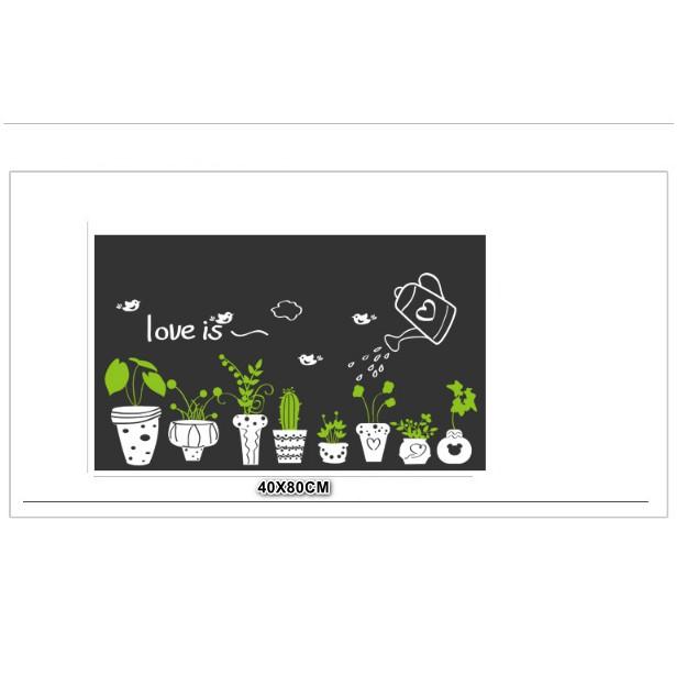 Decal trang trí tường - Nhiều Chậu Trắng lá xanh tính tế