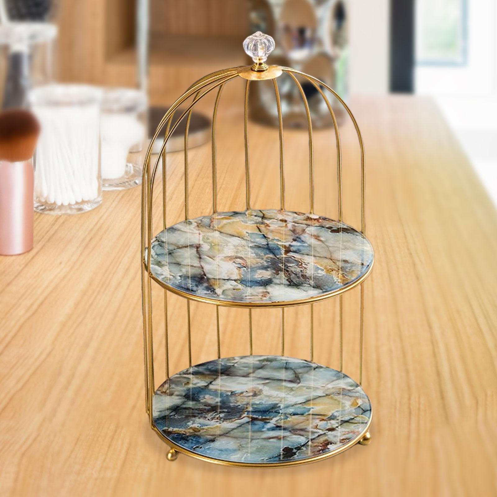 2 Pieces Bird Cage Cosmetic Organizer Bathroom Storage Rack Dresser Holder