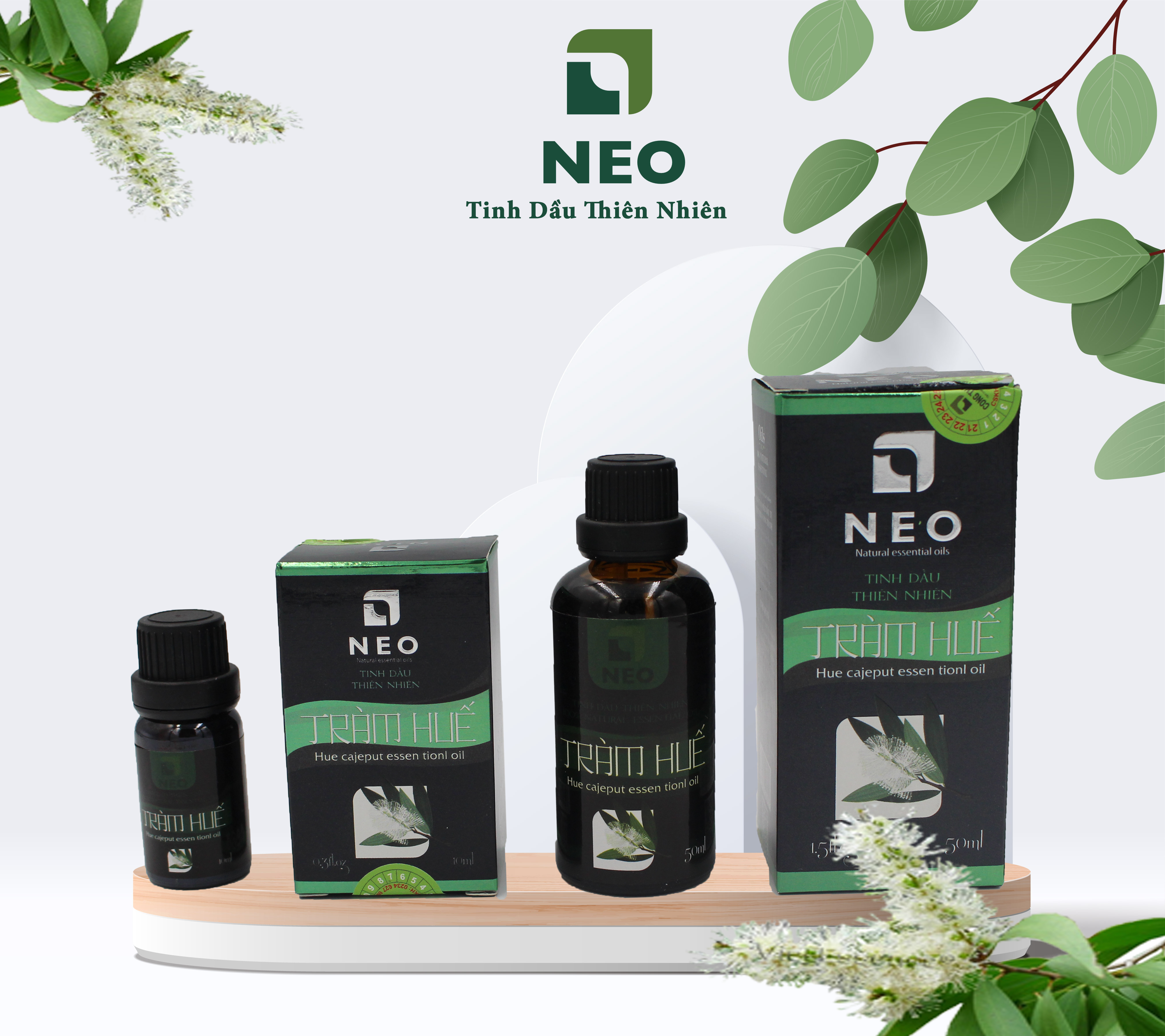 Tinh dầu thiên nhiên Tràm Huế NEO - Nguyên chất 100%, Tràm VietGAP, kháng khuẩn và chăm sóc bé yêu hiệu quả 10ml