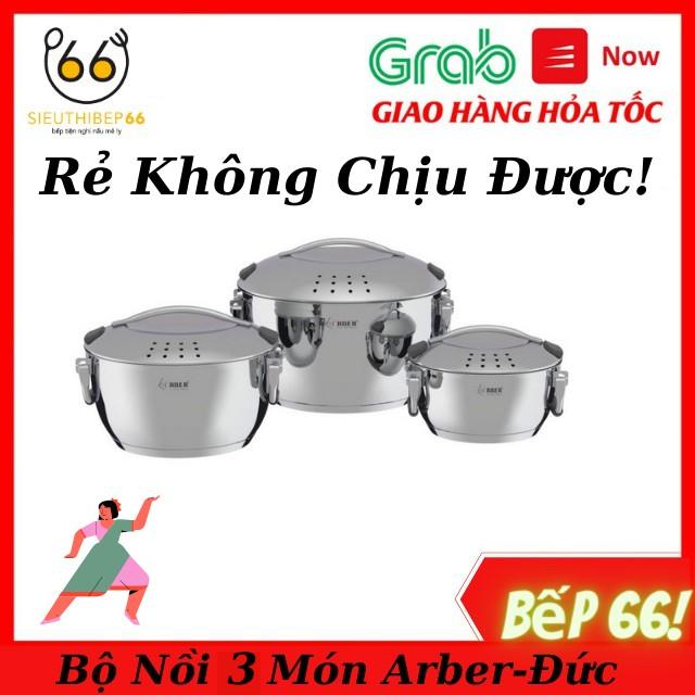 Bộ nồi inox 3 món Arber Phantom size 16-24cm - Hàng Nội Địa Đức, Nồi Đáy Từ, Chảo Chống Dính Dùng Cho Bếp Từ Bếp Điện