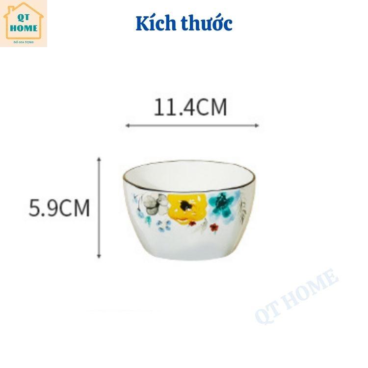 Bộ 4 Chén Sứ, Bát Sứ Hộp Quà Tặng, Họa Tiết Bông Hoa