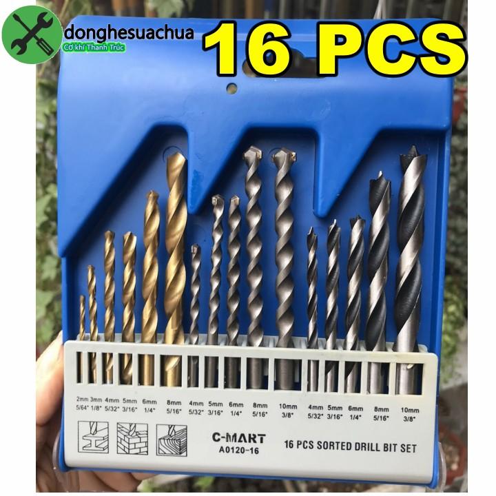 Bộ mũi khoan tổng hợp C-MART A0120-16 16 chi tiết