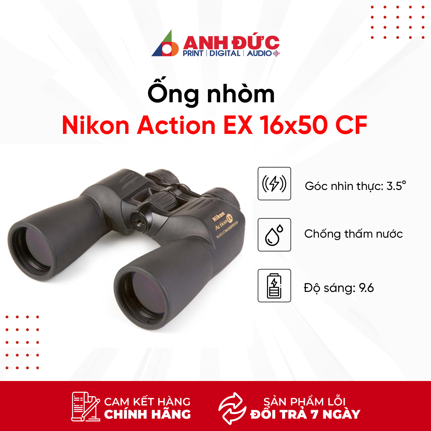 Ống Nhòm Nikon Action EX 16x50 Waterproof - Hàng Chính Hãng