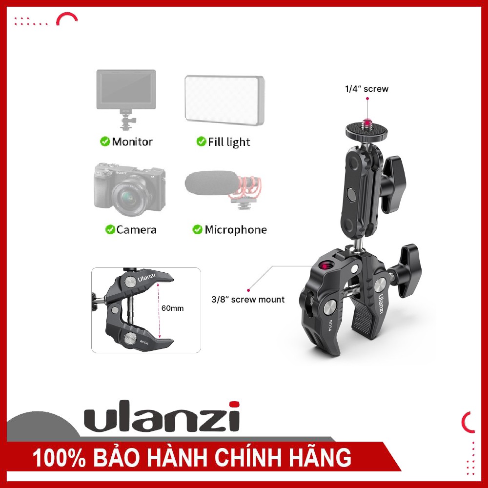 ULANZI R094 - HÀNG CHÍNH HÃNG - Kẹp kim loại đa năng dành cho Máy ảnh / Monitor