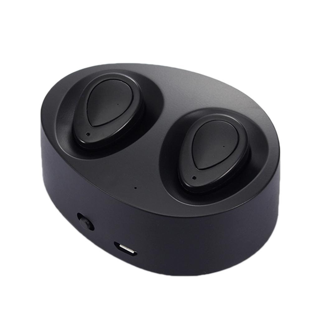 Mini Bluetooth 4.2 Twins Stereo In-Ear Earphone Headset w/ Case Black