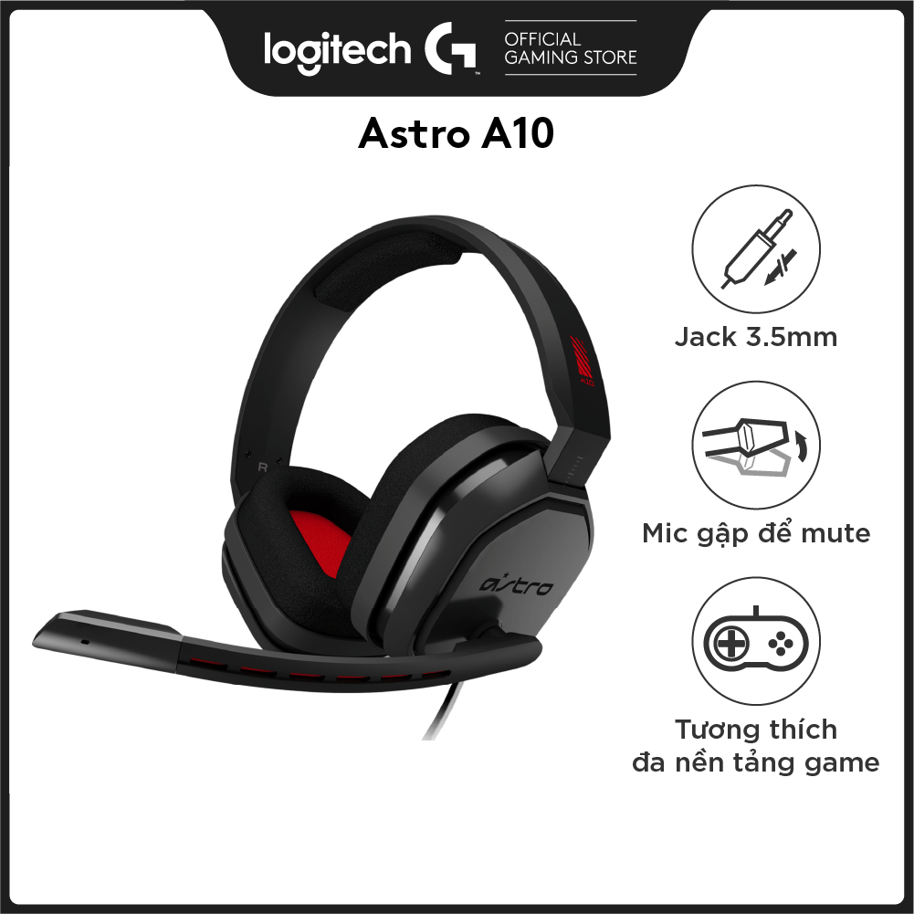 Tai nghe game Logitech G - Astro A10, mic gập để mute, phù hợp PC, PS4, PS5, Mac, Mobile, Xbox, Nintendo Switch - Hàng Chính Hãng