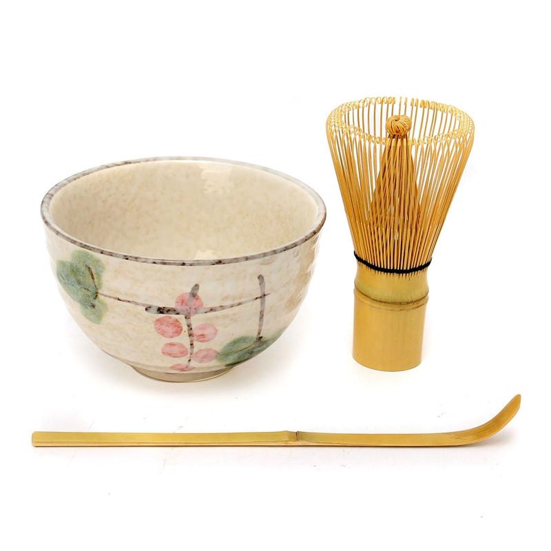 Retro 3in1 Bamboo Chasen Matcha Whisk Chashaku Trà Scoop Matcha Bát Gốm Trà Bát Nhà Bếp Trà Công Cụ Thiết Lập Trà phụ kiện