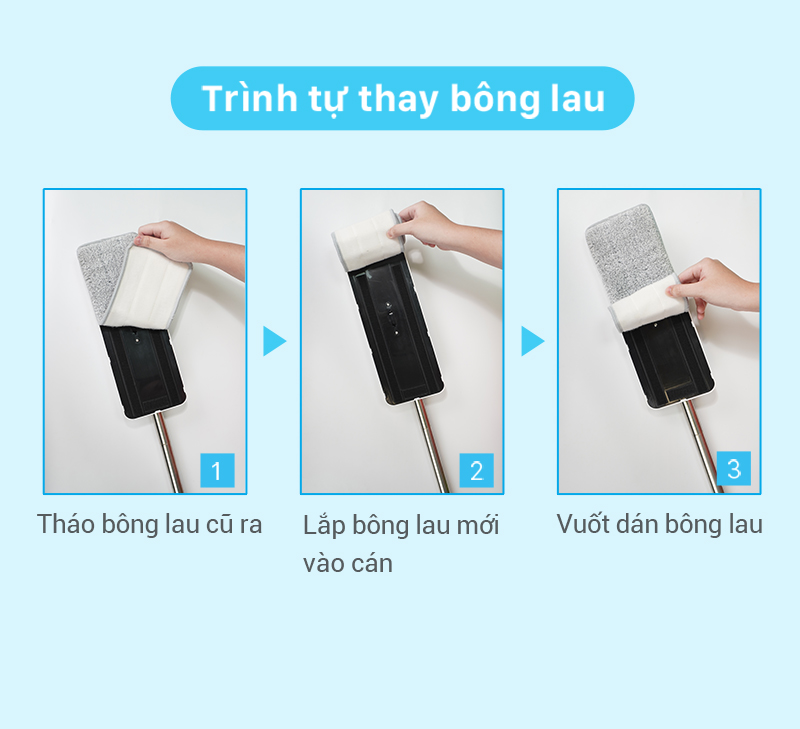 (Chọn Loại) Bông Lau Thay Thế MyJae Sợi Microfiber Dành Cho Cây Lau Nhà Tự Vắt 2 Ngăn 33cm x 12cm