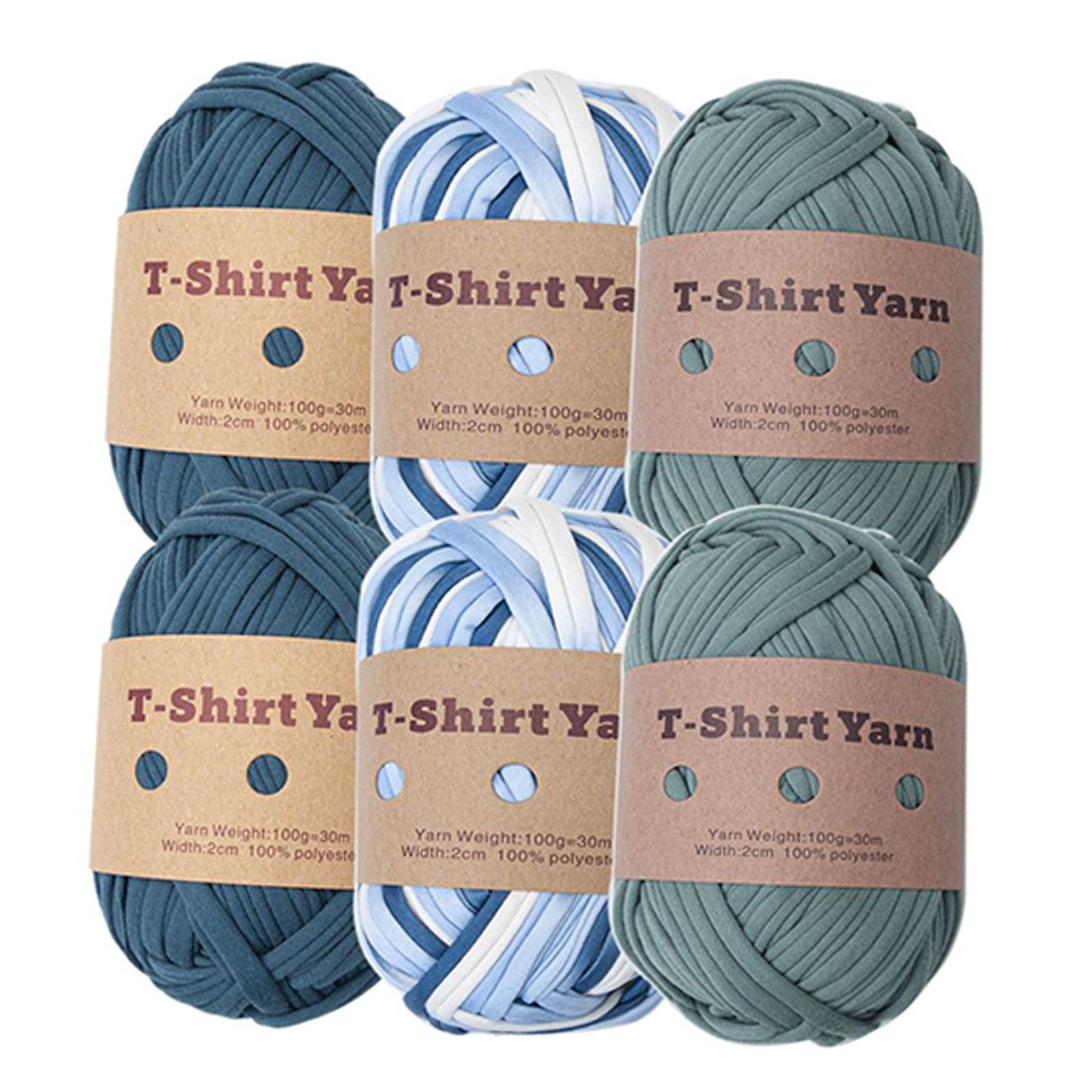 6x T Shirt Yarn 3 Colors Easy to Wash Knitting Yarn for Blanket Throw Pillow