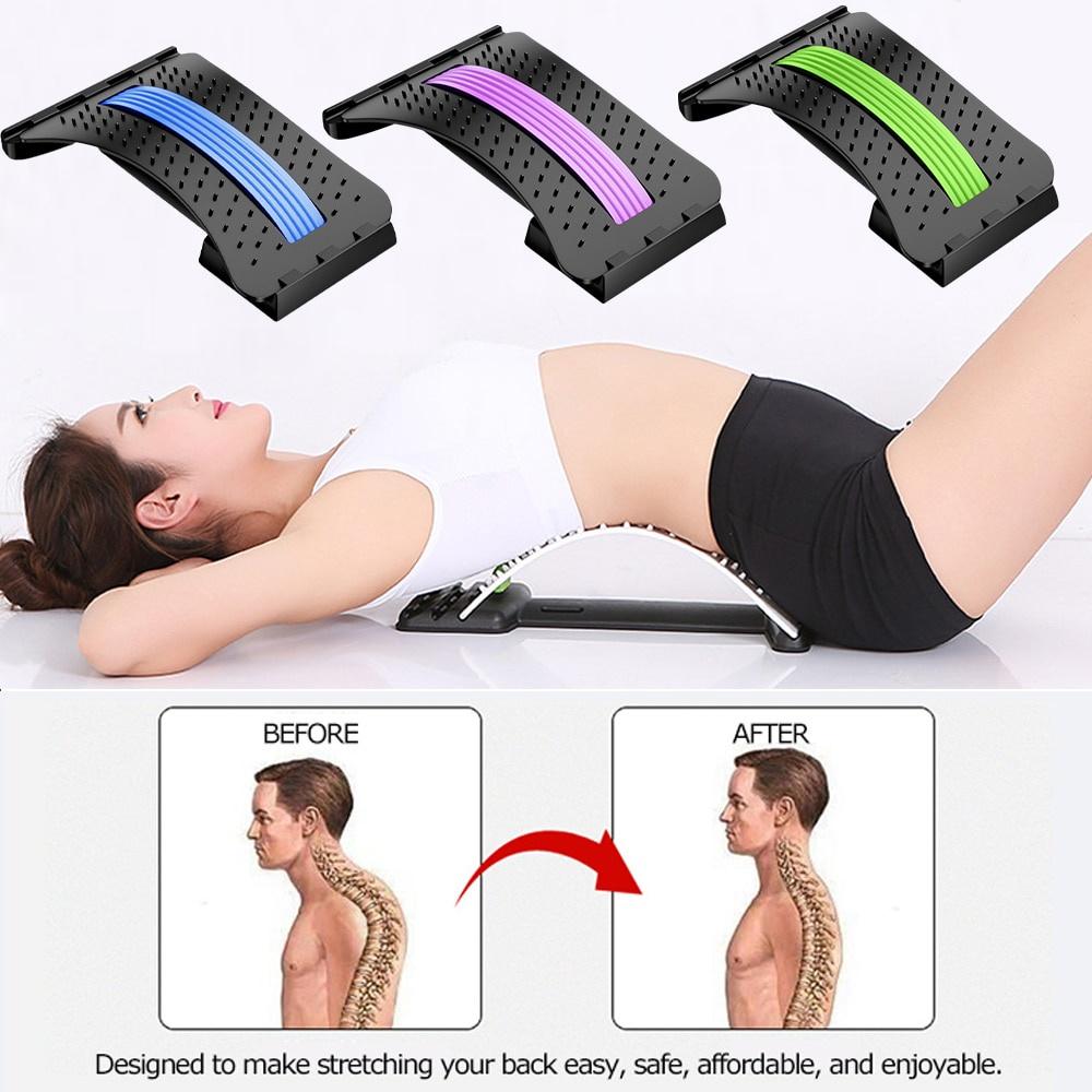Multi-Level Adjustable Back Massager Stretcher Waist Neck Stretch Fitness Lumbar Cervical Spine Support Pain Relief Relaxation