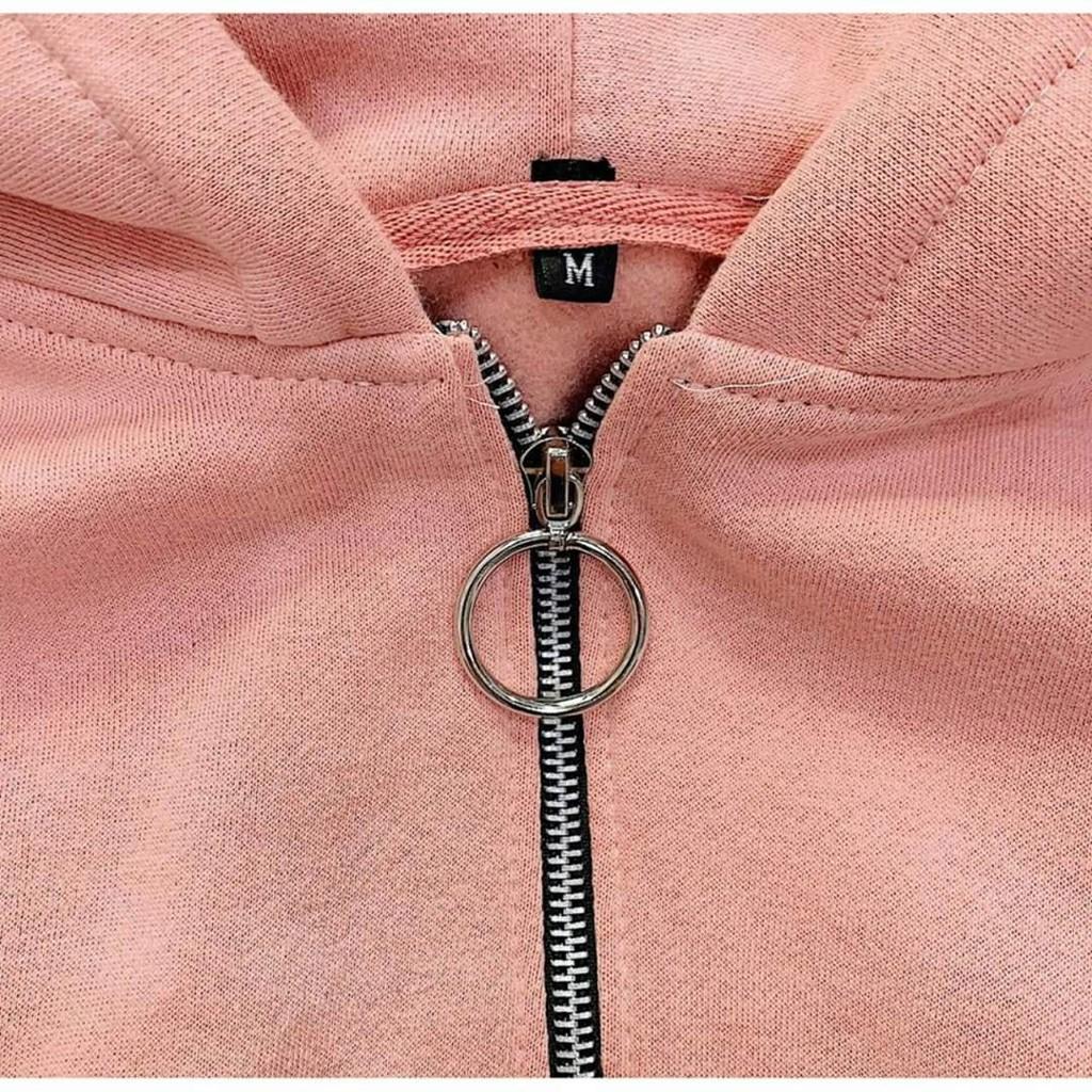 Áo hoodie nữ form rộng có dây kéo
