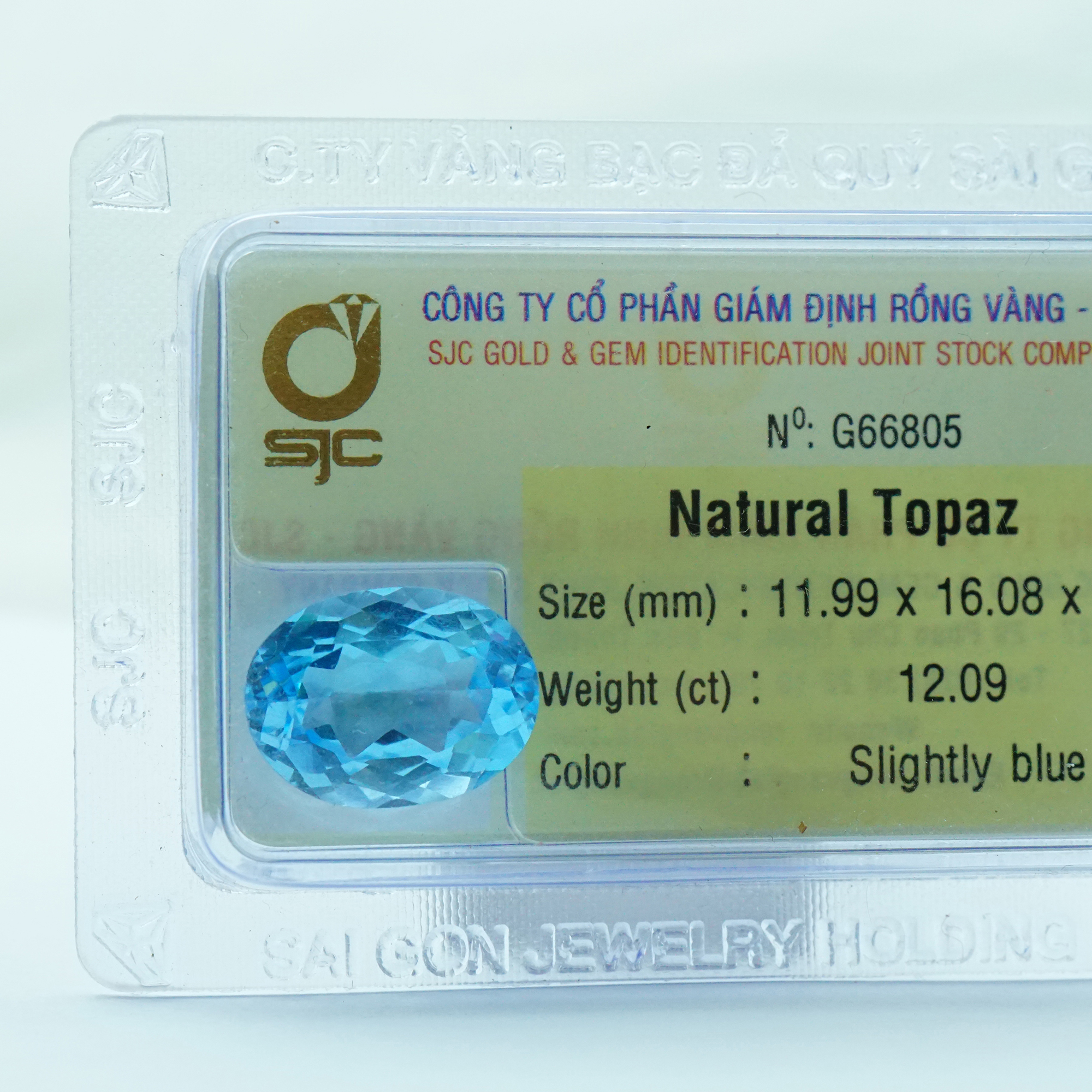 Viên đá Topaz kiểm định tự nhiên mài giác oval - 66805