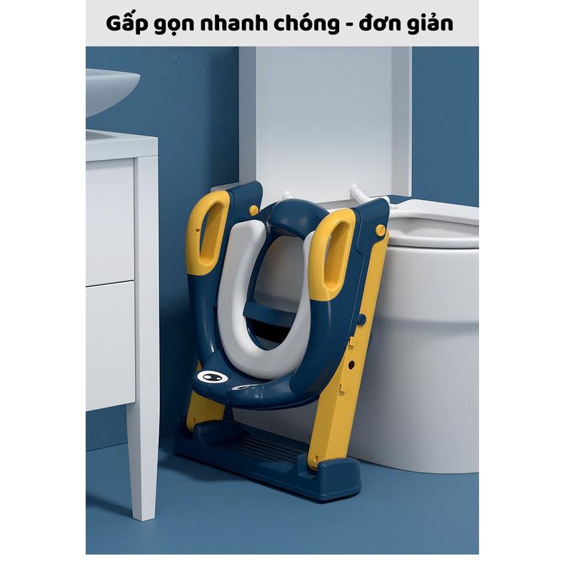 Thang bô vệ sinh V-BABY W1 có nắp thu nhỏ bồn cầu gấp gọn tiện lợi dùng cho bé trai và bé gái có sẵn tay vịn đi kèm