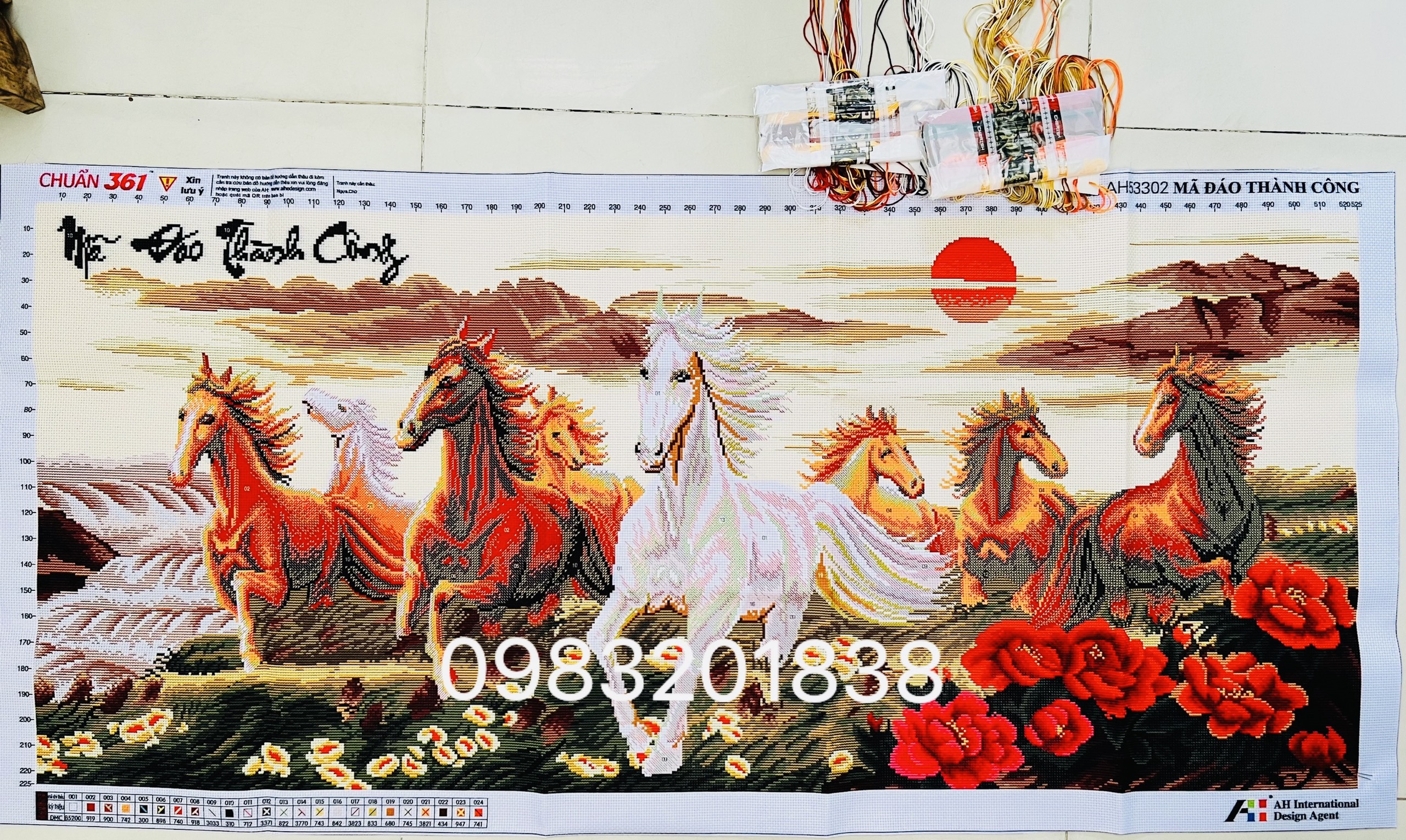Tranh thêu chữ thập Vợ chồng AL53556, kích thước 100 x 45 cm