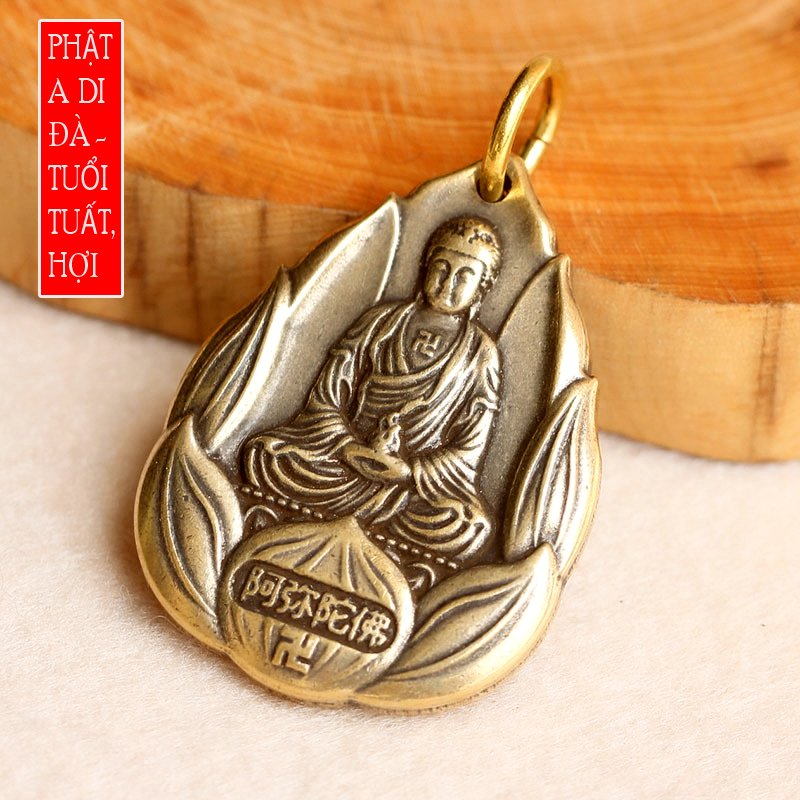 Dây chuyền mặt Phật A Di Đà hoa sen bằng đồng - MV02