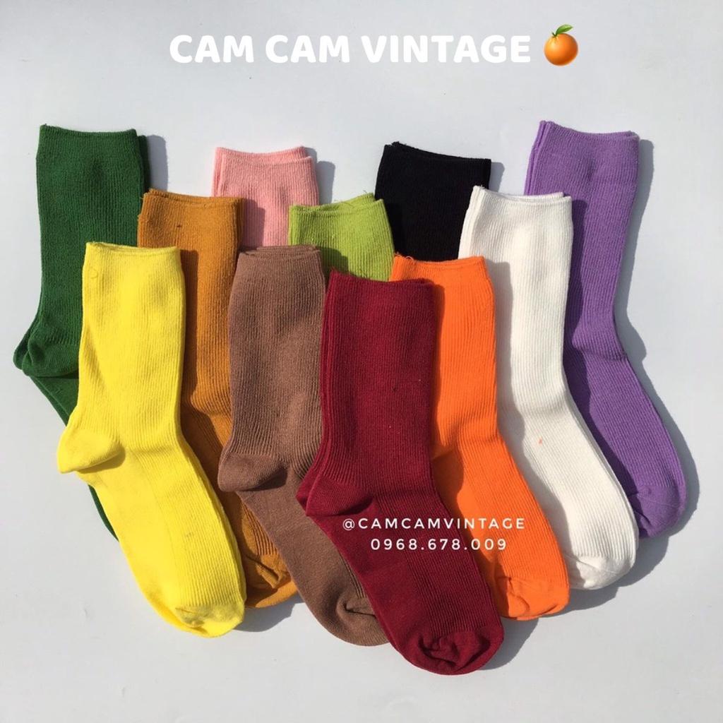 Tất CAO CỔ NỮ VỚ CAO CỔ NAM Vintage cổ gân bé SIÊU MỀM MỊN - MÀU CỰC PHẨM. -Cam Cam Vintage