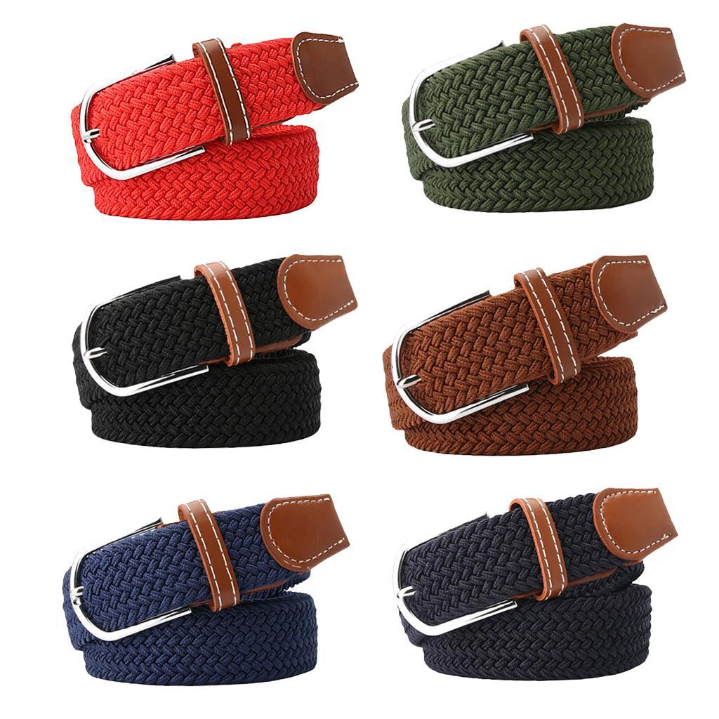 Men Women Casual Woven Canvas Belt Webbing Belt Travel Waistband Red