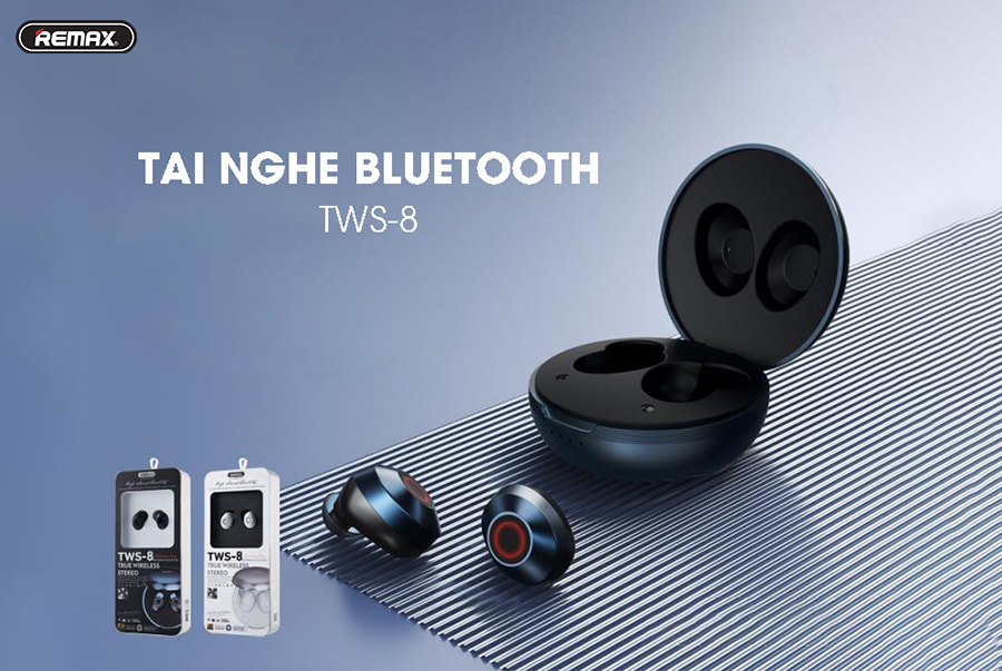 Tai Nghe Bluetooth REMAX TWS-8 Âm Thanh Vòm Sống Động - Hàng Chính Hãng