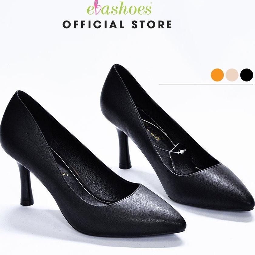 Giày cao gót mũi nhọn da PU gót nhọn 7cm Evashoes 9014