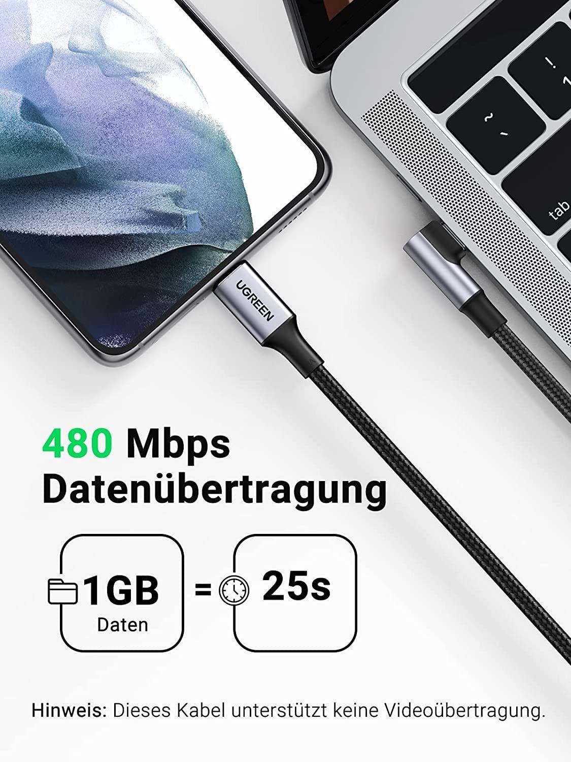 Ugreen 20582 0.5M Màu Đen 240W Cáp sạc nhanh USB Type-C 20V 5A dây dù dài 0.5M Ugreen US334 - Hàng Chính Hãng