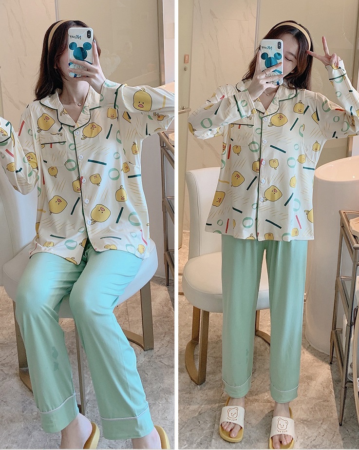 Bộ Đồ Pyjama Bầu Và Sau Sinh Dài Tay Mặc Mùa Hè Cực Mát