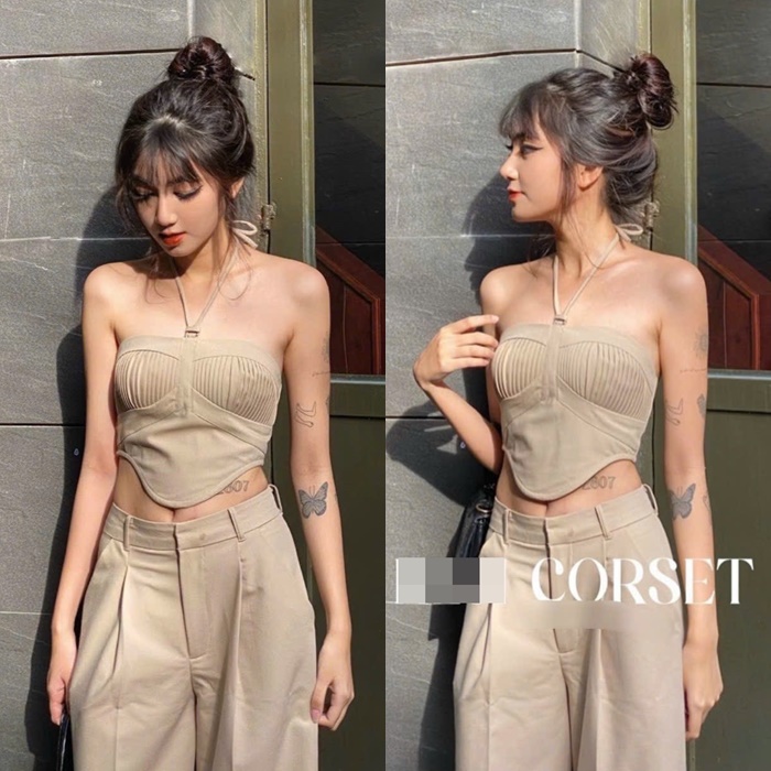 SET ÁO CROPTOP ỐNG DÂY YẾM ÔM BODY + QUẦN TÂY DÀI ỐNG RỘNG LƯNG CAO SUÔNG TRƠN ĐI TIỆC ĐI BIỂN DẠO PHỐ ĐI CHƠI