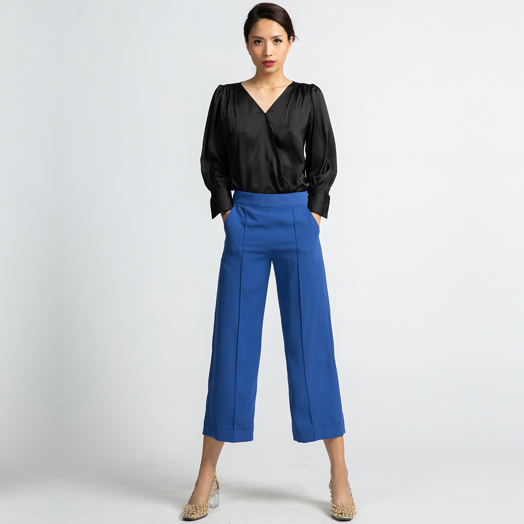 Quần Lửng Quần Ống Rộng Culottes Thời trang thiết kế Hity PAN039 (Xanh Ngân Hà Galaxy)