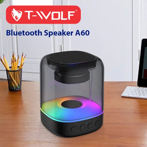Loa Bluetooth T-Wolf A60, 5W, LED, Pin sạc, Trong suốt Hàng chính hãng