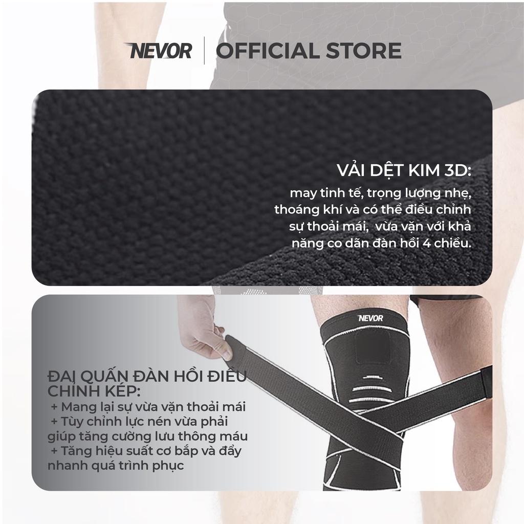 Băng đầu gối Nevor BDG04 có đai quấn tuỳ chỉnh giúp bảo vệ khớp gối, giảm thiểu căng cơ, chấn thương dây chằng.