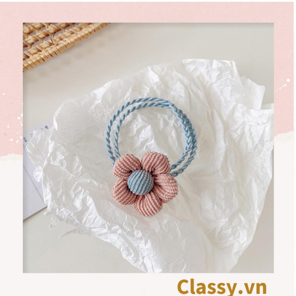 Dây cột tóc Classy hai dây hình bông hoa năm cánh nhiều màu tạo nét nữ tính cho nàng PK1399 - HỒNG PHẤN