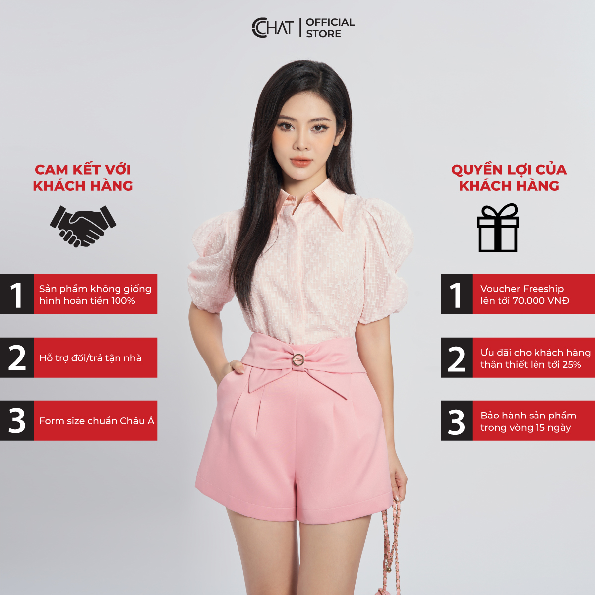 Áo Sơ Mi Nữ  Kiểu Cổ Nẹp Giấu Khuy Chất Voan Tơ Nhập Khẩu 13FNV8005ST
