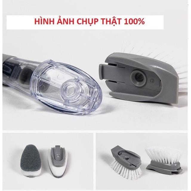 Bàn chải cọ bếp 2in1 kèm bình đựng xà phòng