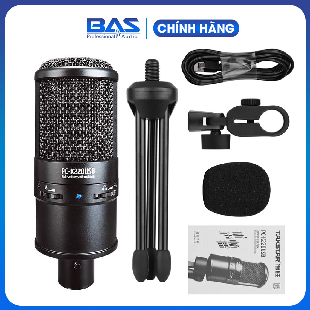 Takstar PC K220USB - Micro Condenser thu âm kỹ thuật số cho máy tính, điện thoại, hàng chính hãng