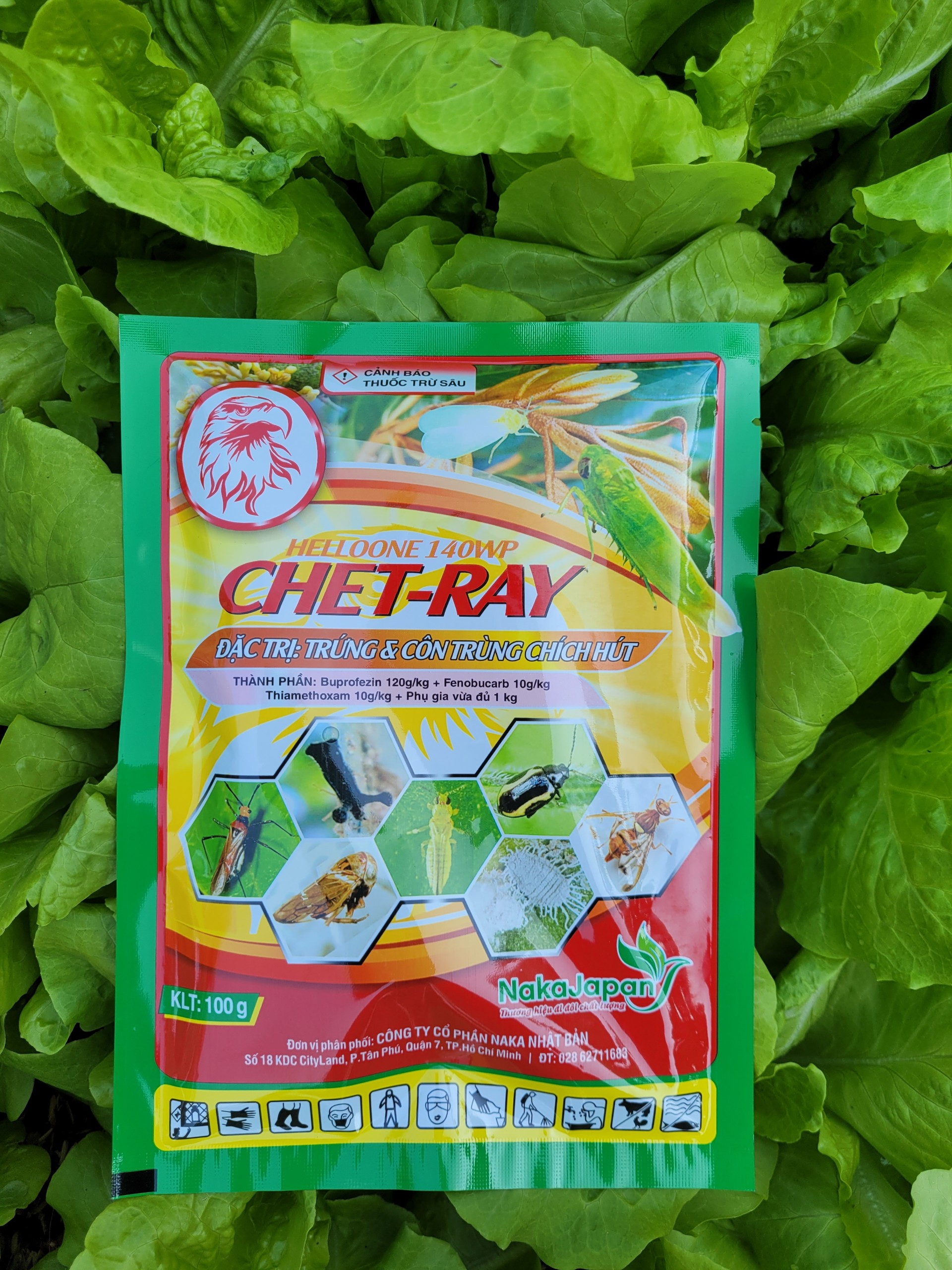 Thuốc trừ sâu rầy CHET-RAY 140WP chuyên trừ rầy xanh sầu riêng, rầy nâu lúa 3 hoạt chất gói 100gram