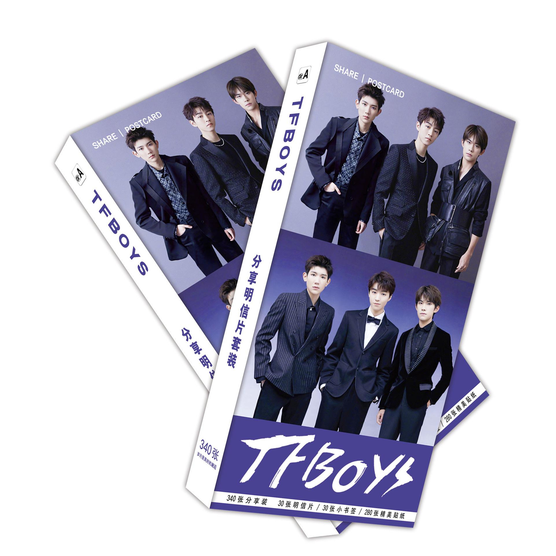 Hộp ảnh Postcard TFBoys mẫu mới bìa tím in hình nhóm nhạc thần tượng tặng thẻ Vcone