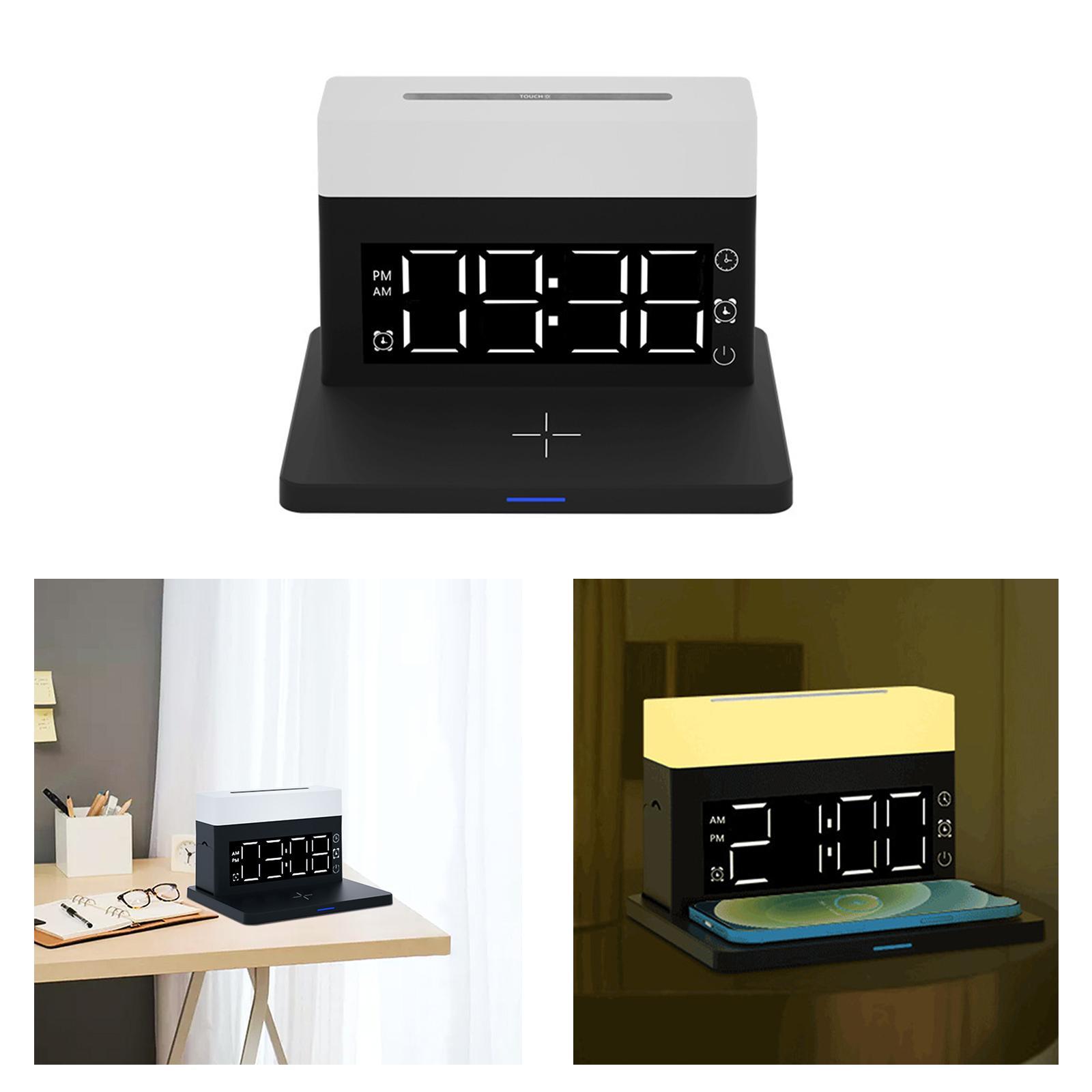 Digital Clock Wireless Charger Night for Watch Dimmable Black