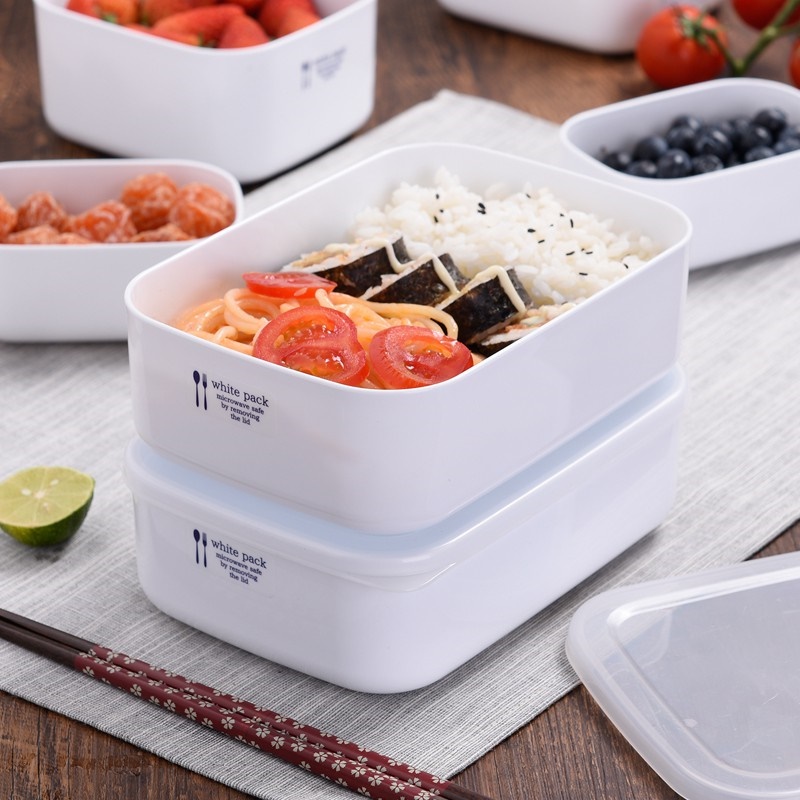Set 02 hộp đựng & bảo quản đồ ăn White Pack 280ml thích hợp dùng trong lò vi sóng - MADE IN JAPAN