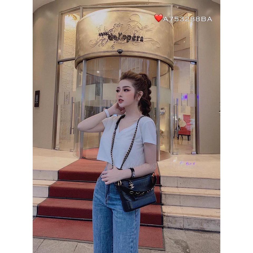 Áo Crop top Trắng Đen