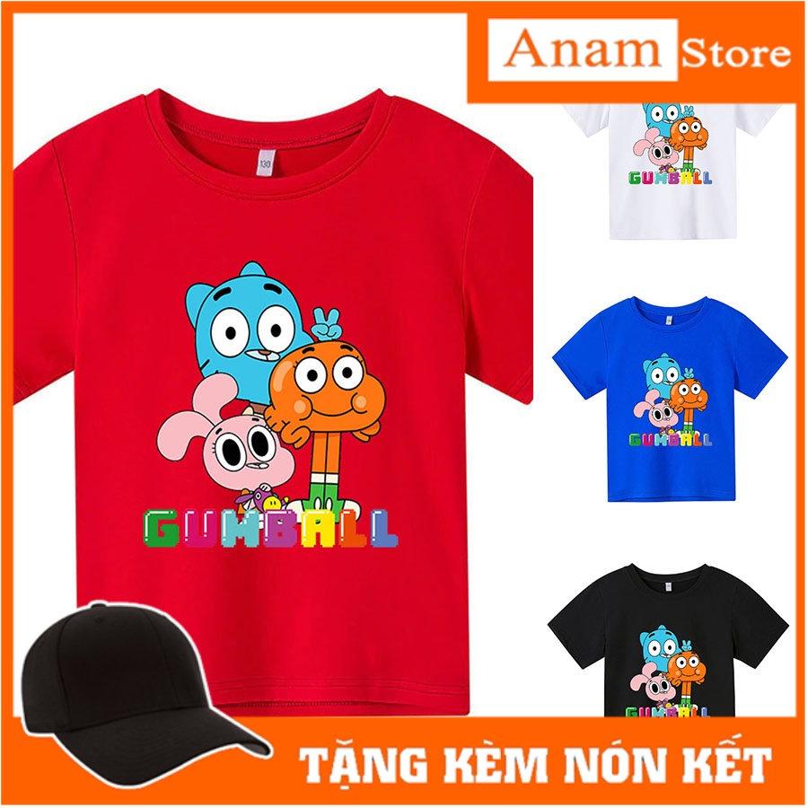 Áo thun cho bé GUMBALL, 4 màu, có size người lớn, áo thun trẻ em Anam Store