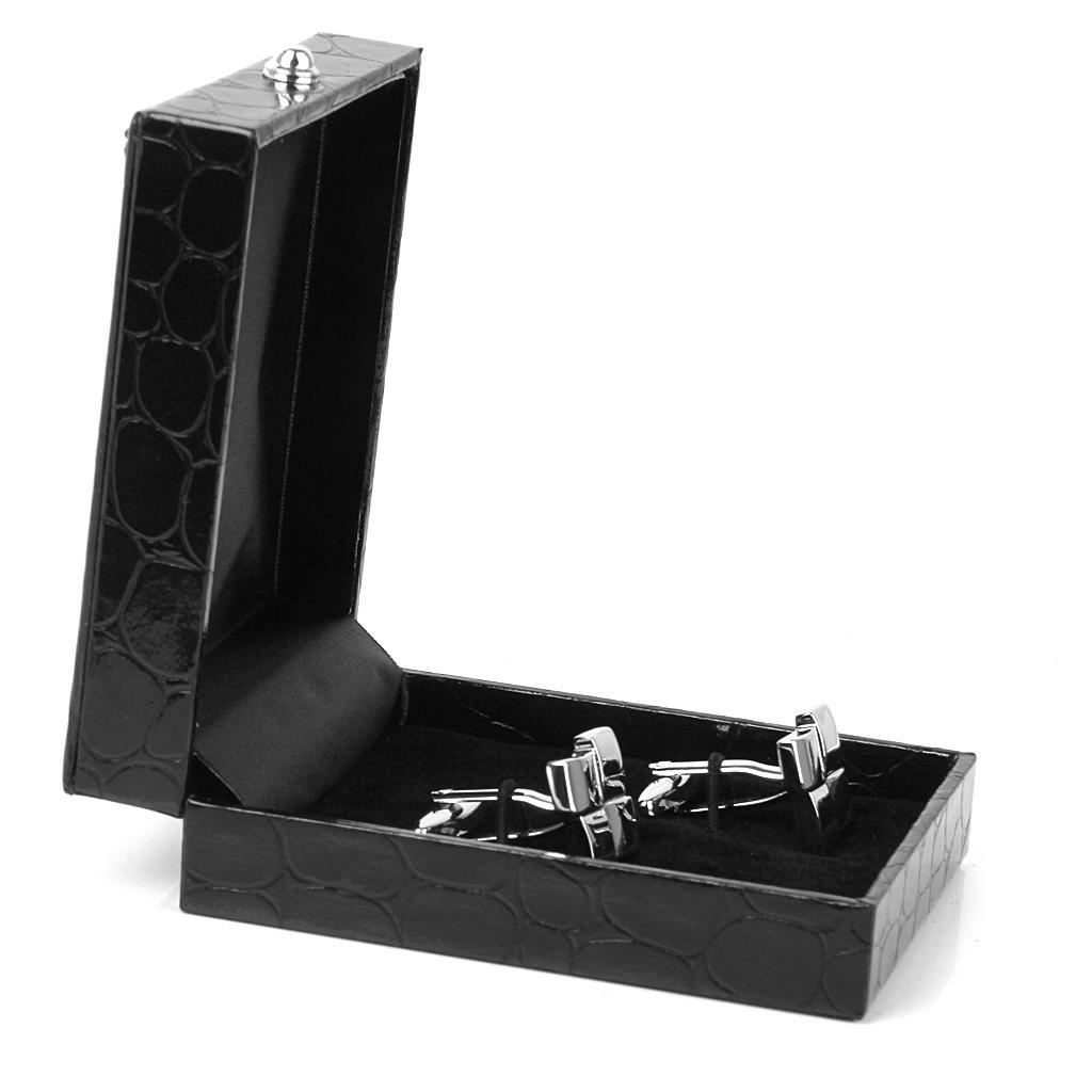 Black Leather Cufflinks Display Case Gift Box Jewelry Organizer Holder