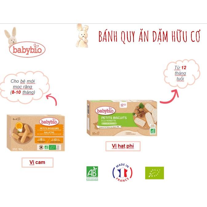 Bánh quy ăn dặm hữu cơ cho bé Babybio 120g - 160g (vị cam/ chanh/ hạt phỉ)