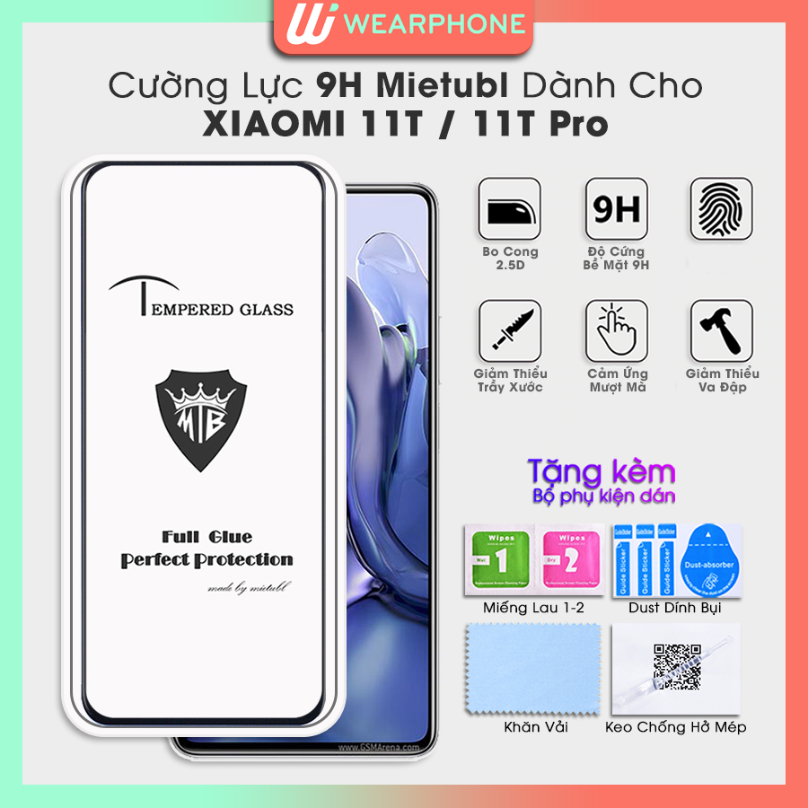 Kính Cường Lực 9H Full Màn Hình Dành Cho Xiaomi 11T / Xiaomi 11T Pro- Hàng Chính Hãng