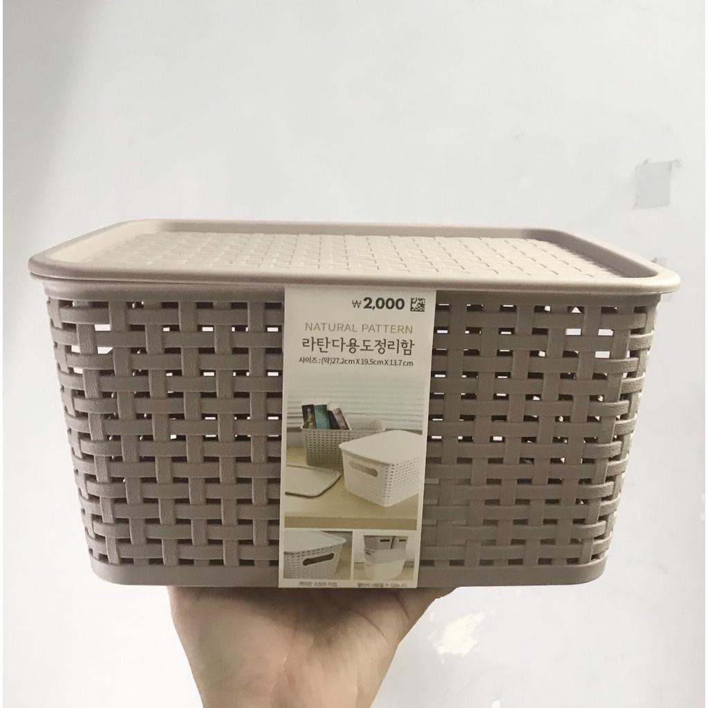 Rổ Nhựa Đựng Đồ Đa Năng Dáng Thấp RATAN Số 1 Hàn Quốc KT: 27.2x19.5x13.7 Cm