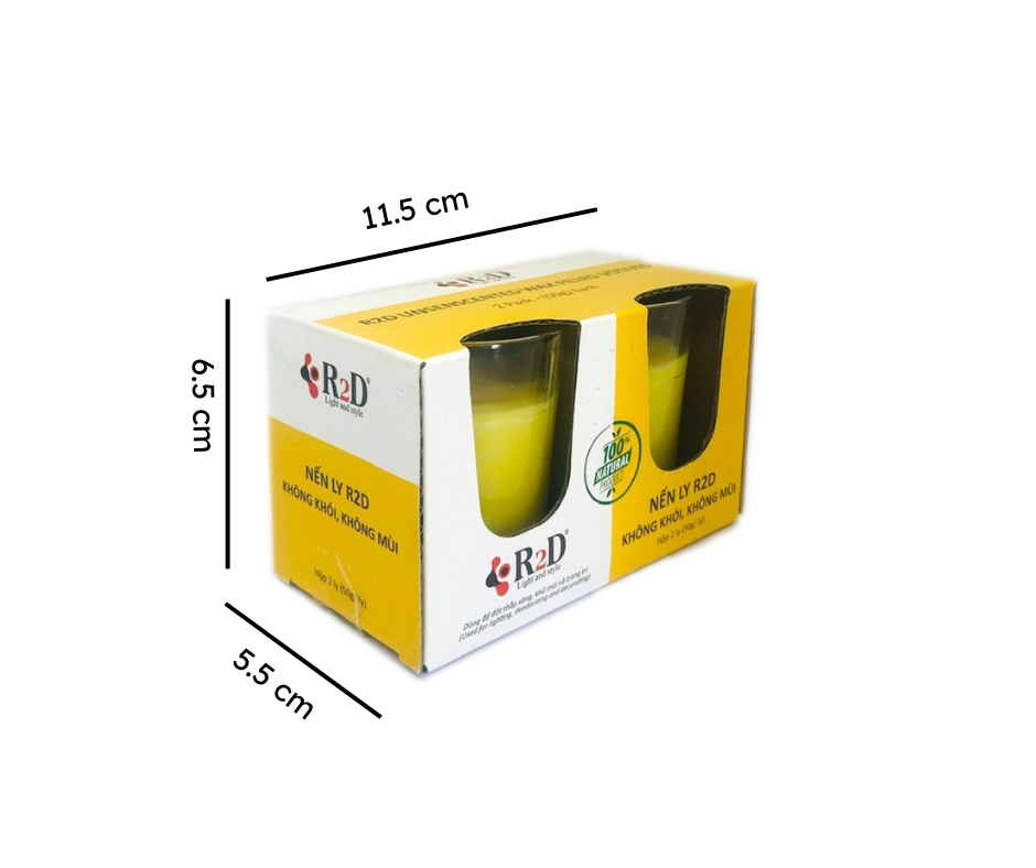 COMBO 3 HỘP NẾN KHÔNG KHÓI VÀNG ĐẾN TỪ THƯƠNG HIỆU R2D, LÀM TỪ SÁP CỌ, DẦU DỪA, TINH DẦU, THÀNH PHẦN TỰ NHIÊN, LÀNH TÍNH.