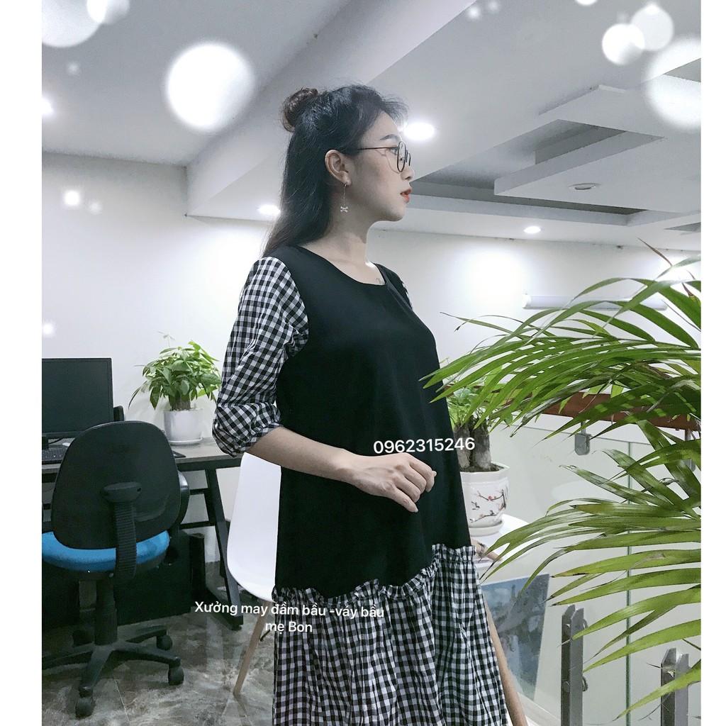 Váy bầu thiết kế nhún đuôi cá chất cát Hàn mềm, mịn,mát