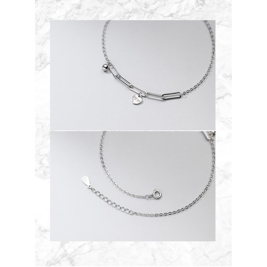 Lắc chân bạc nữ cao cấp hình trái tim cá tính LCBN249 + Tặng hộp đựng lắc + Tặng khăn lau bạc